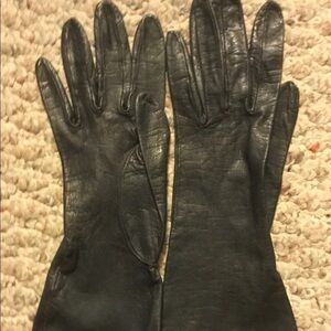 Michel SWISS Leather Navy Blue Gloves Size 6 EUC